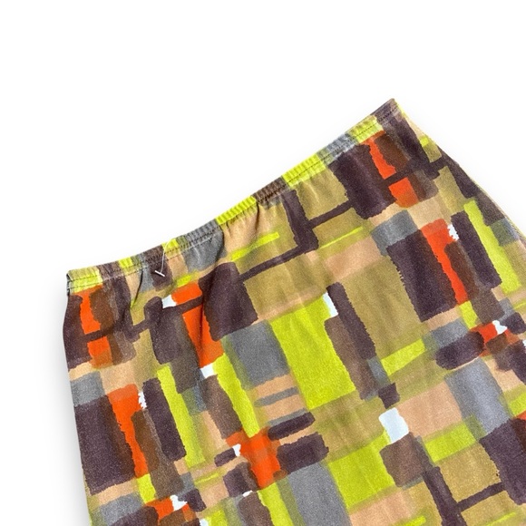 Vtg. 90s Multicolor Geometric Abstract Watercolor Midi Skirt Size Large - Picture 2 of 5